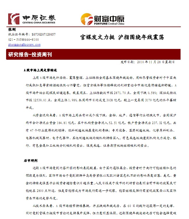 上证指数年线走势图图 根据2010年11月8日的