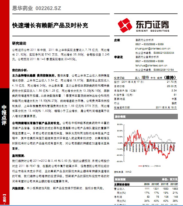 恩华药业-002262-快速增长有赖新产品及时补充