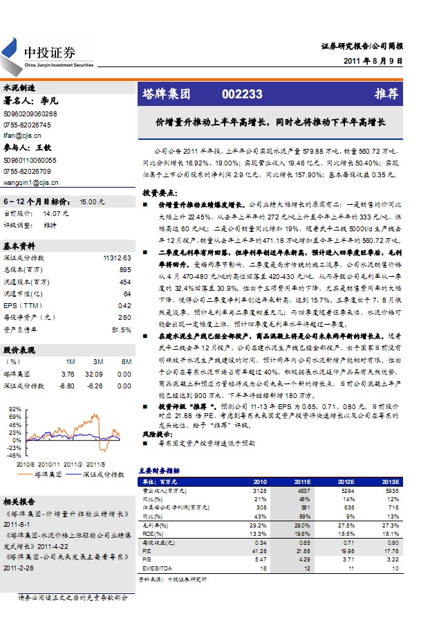 塔牌集团股票_塔牌集团_塔牌集团股吧 - 魔法女