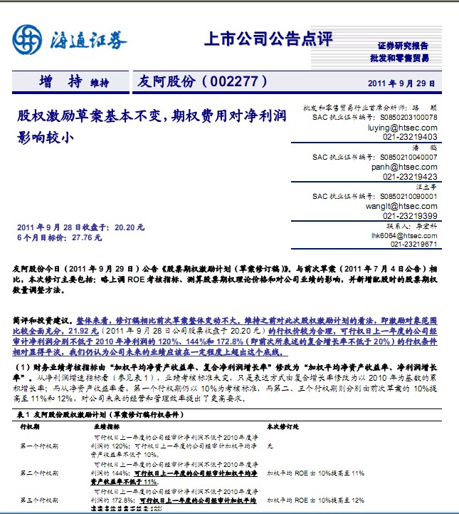 77-股权激励草案基本不变,期权费用对净利润影
