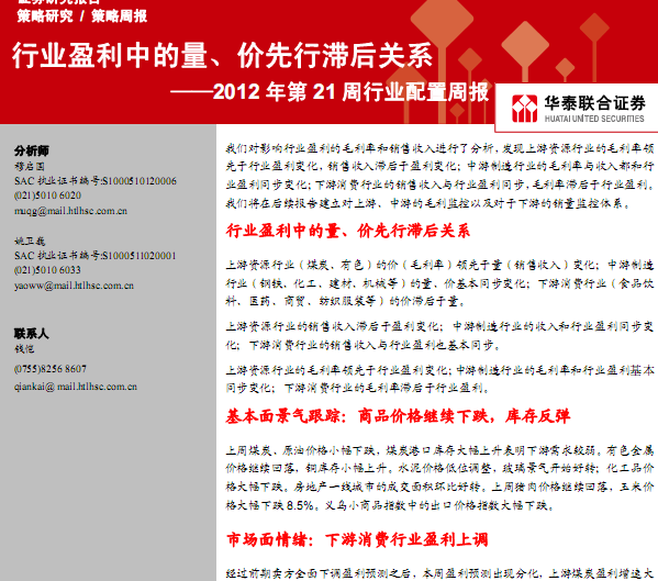 �о����棺2012���21����ҵ�����ܱ�����ҵӯ���е������������ͺ��ϵ